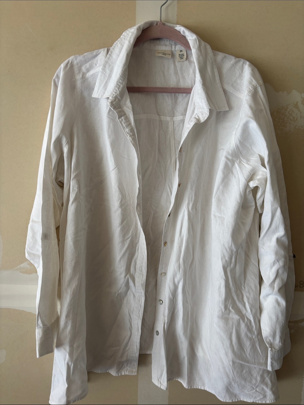 Westbound linen/rayon women’s white button down 2XL